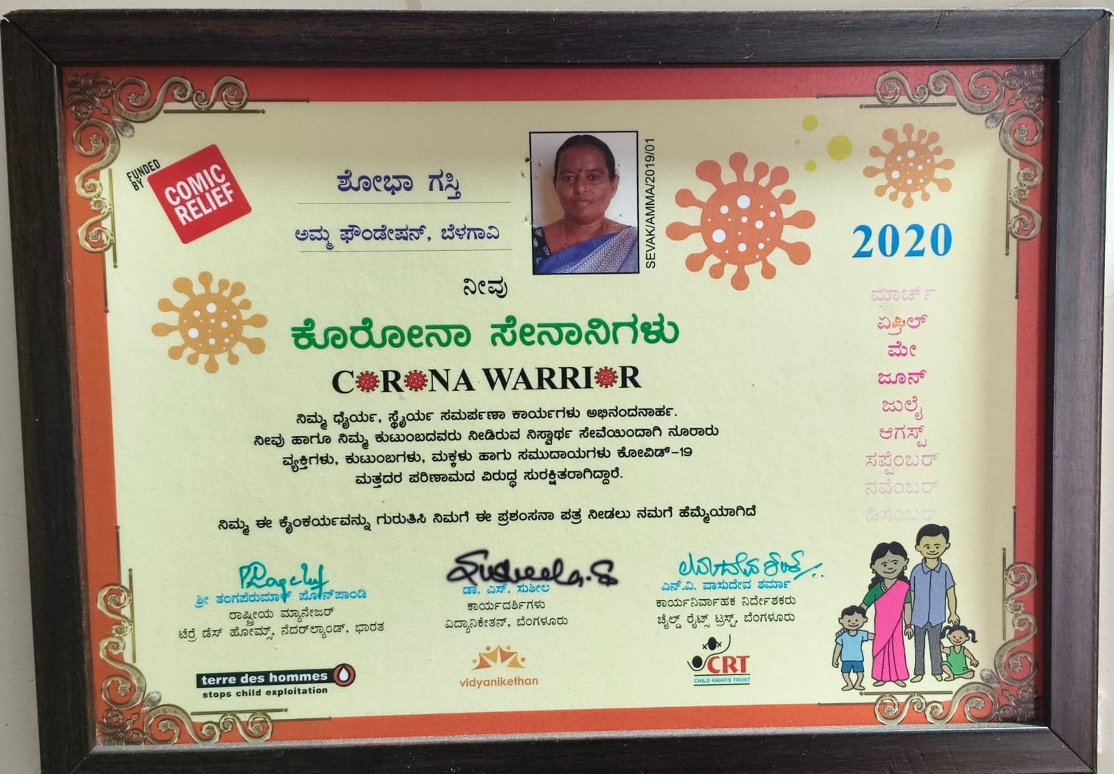 Corona Warrior honour — Smt. Shobha Gasti